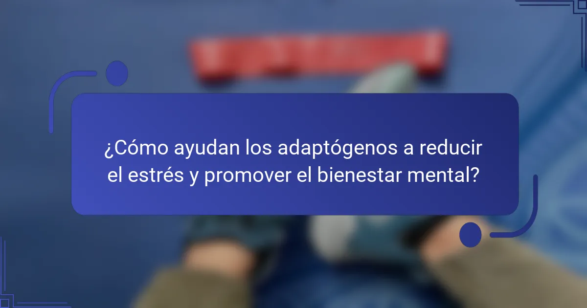 ¿Cómo ayudan los adaptógenos a reducir el estrés y promover el bienestar mental?