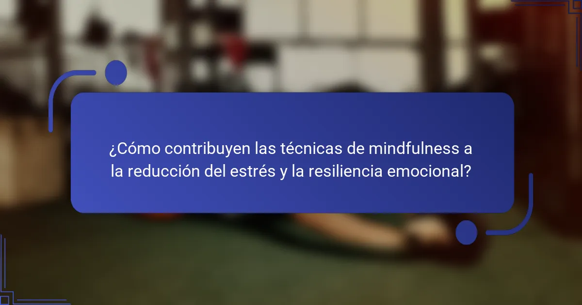 ¿Cómo contribuyen las técnicas de mindfulness a la reducción del estrés y la resiliencia emocional?
