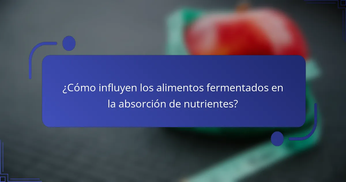 ¿Cómo influyen los alimentos fermentados en la absorción de nutrientes?