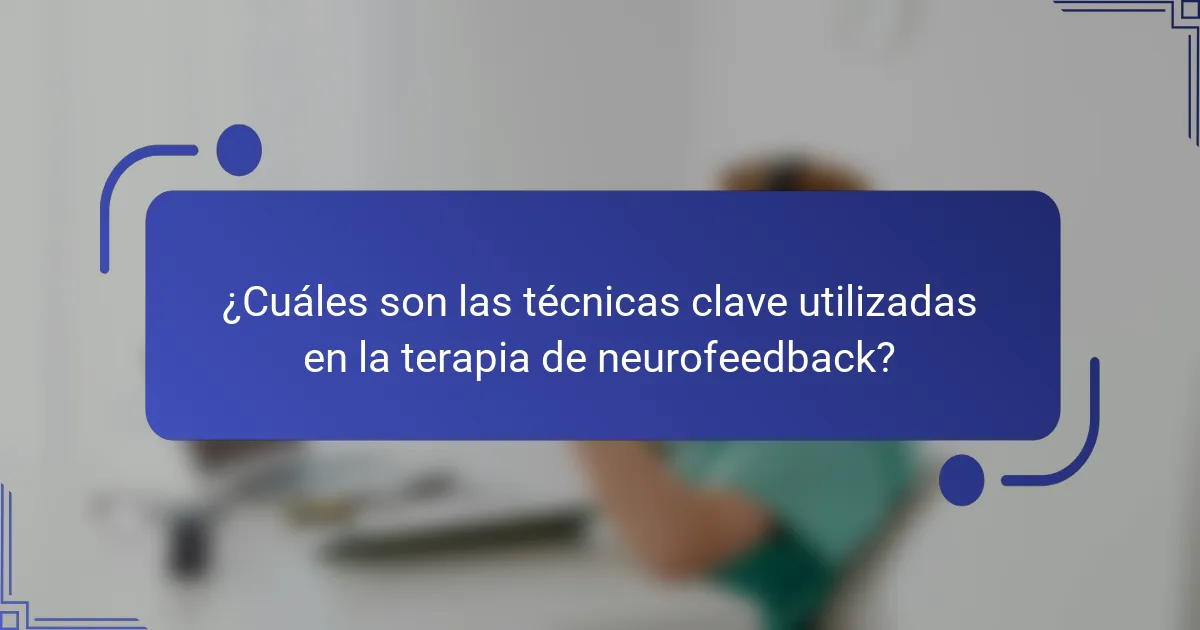 ¿Cuáles son las técnicas clave utilizadas en la terapia de neurofeedback?
