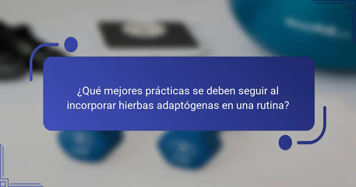¿Qué mejores prácticas se deben seguir al incorporar hierbas adaptógenas en una rutina?